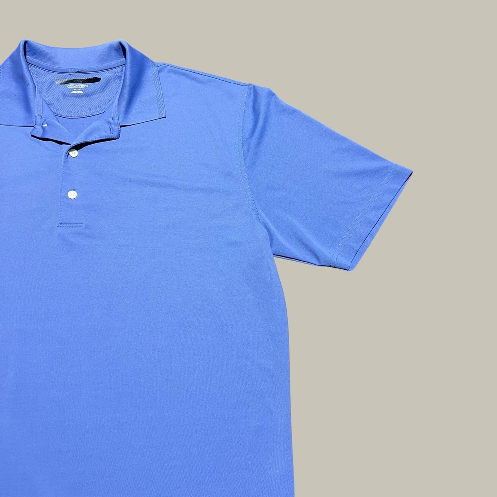 Greg Norman Play Dry Mens XL Blue Short Sleeve Golf Polo Shirt Shark Logo